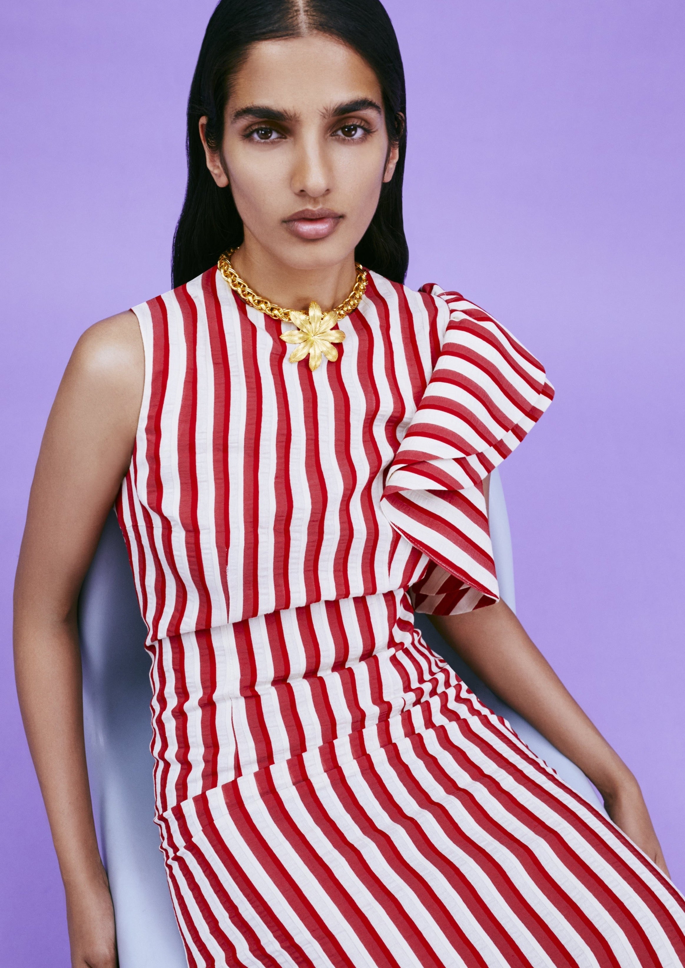 Destree-Franz Stripes Red & Ecru Dress-Justbrazil