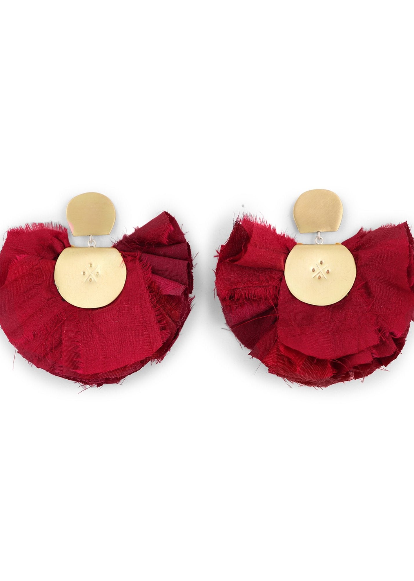 Mini silky Fan Red Earring