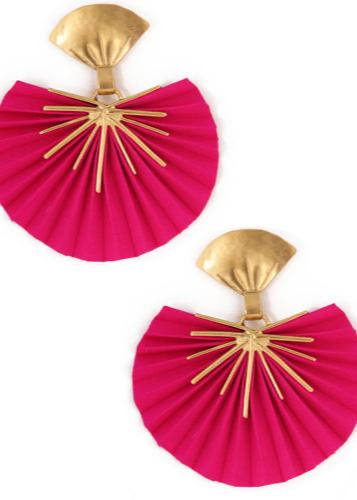 Sparkle fan earrings Small Fuchsia