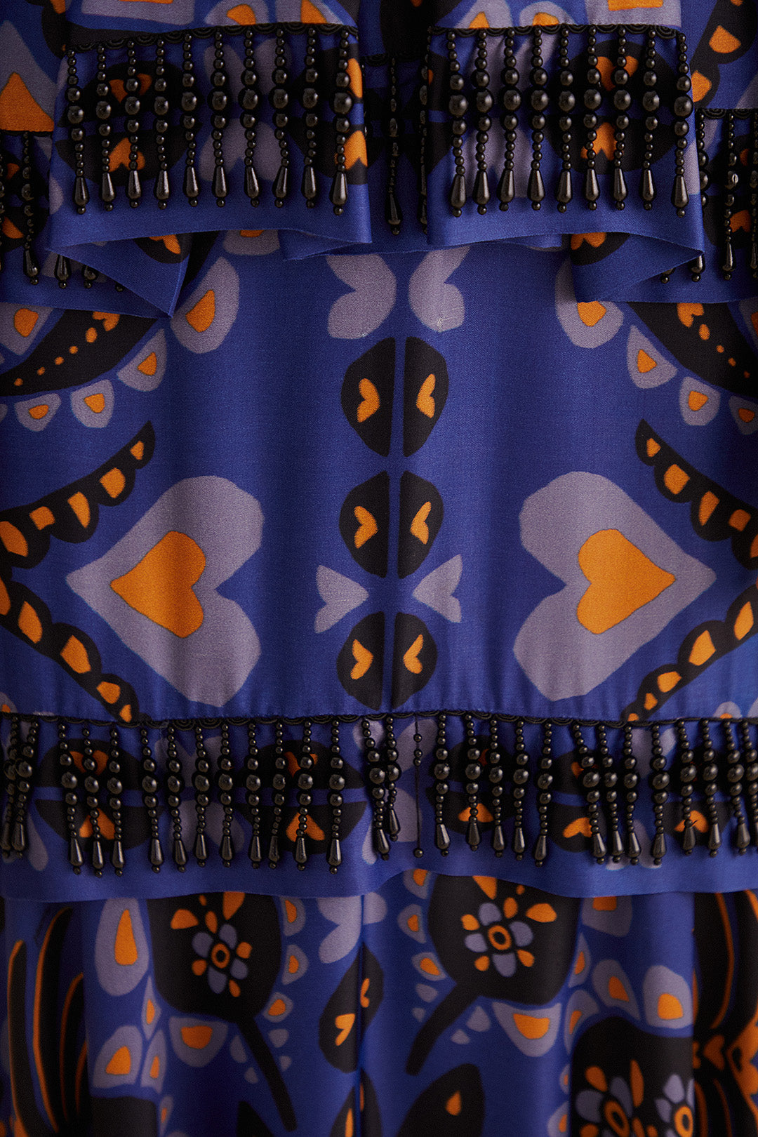 FARM-MARTINA SCARF BLUE BEADED MIDI SKIRT-JUST BRAZIL