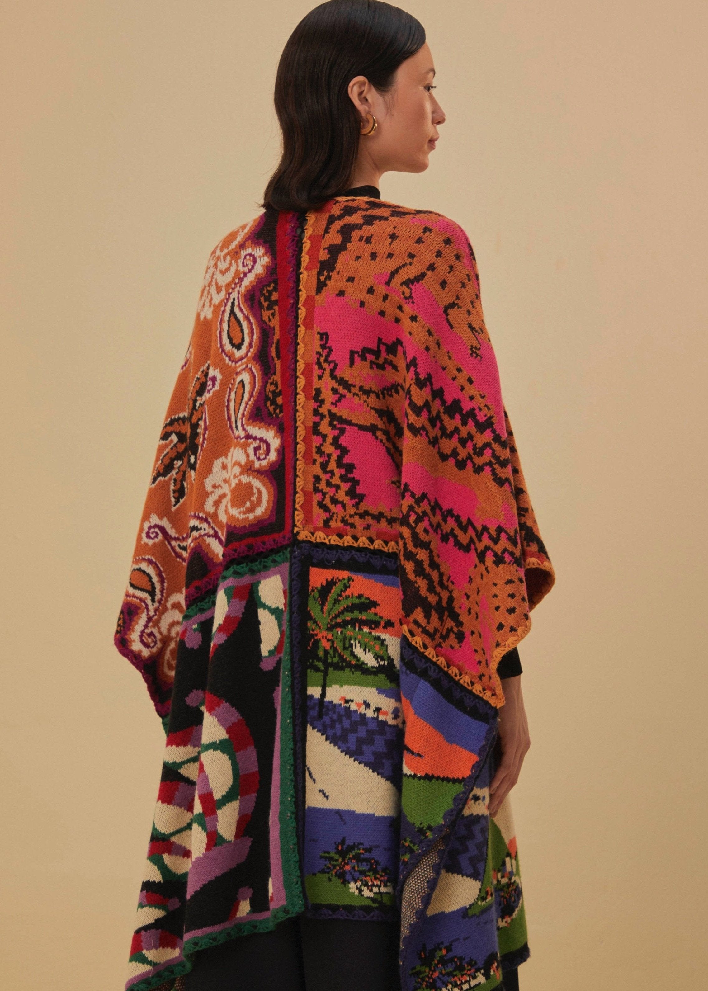 Mixed Prints Knit Kimono