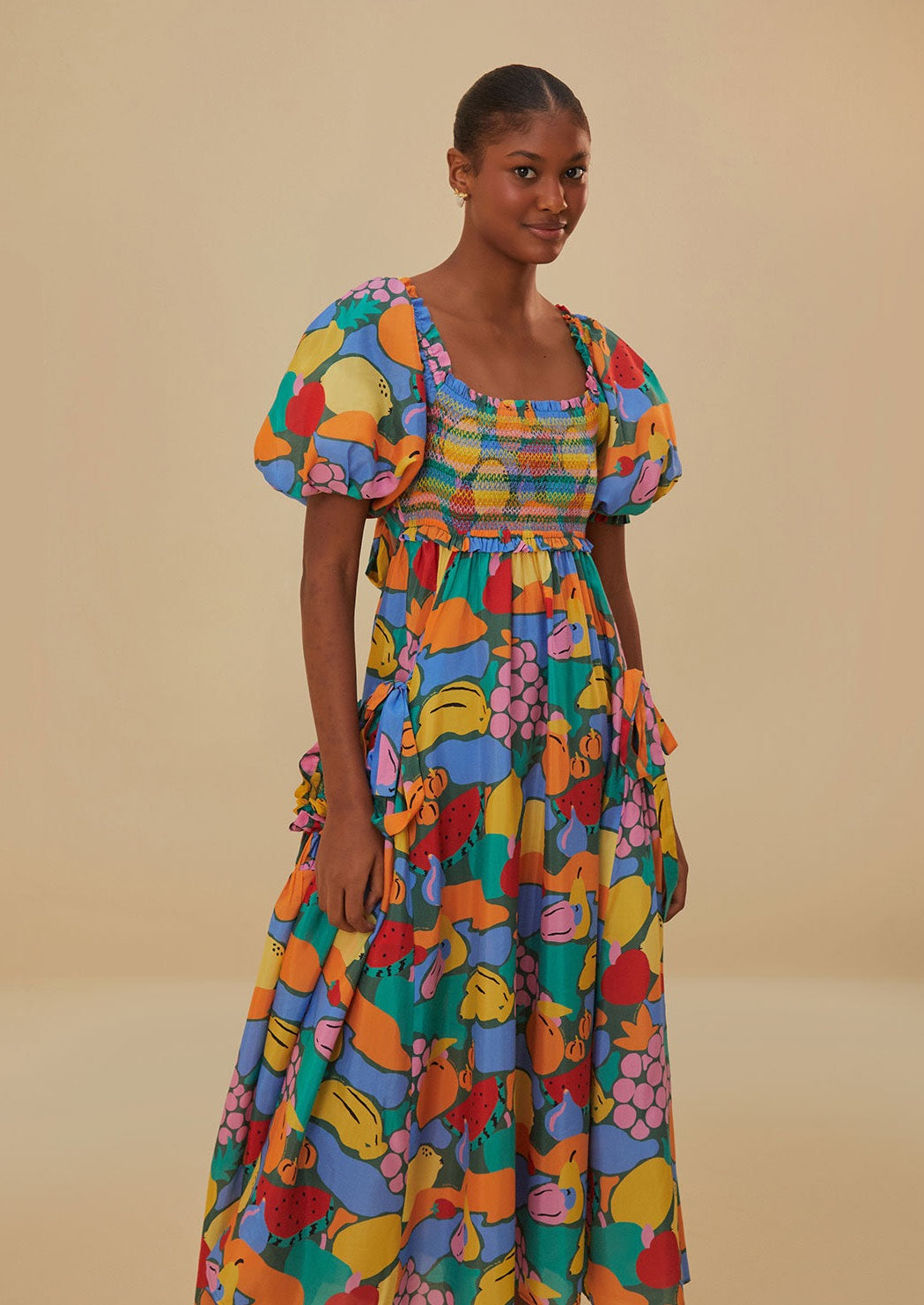 Fruit Landscape Short Sleeves Maxi Dress