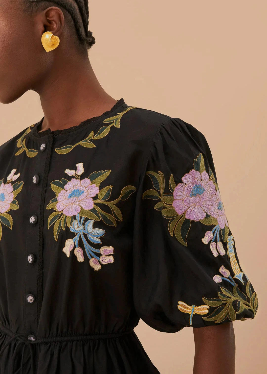 Winter Garden Embroidered Short Sleeve Blouse