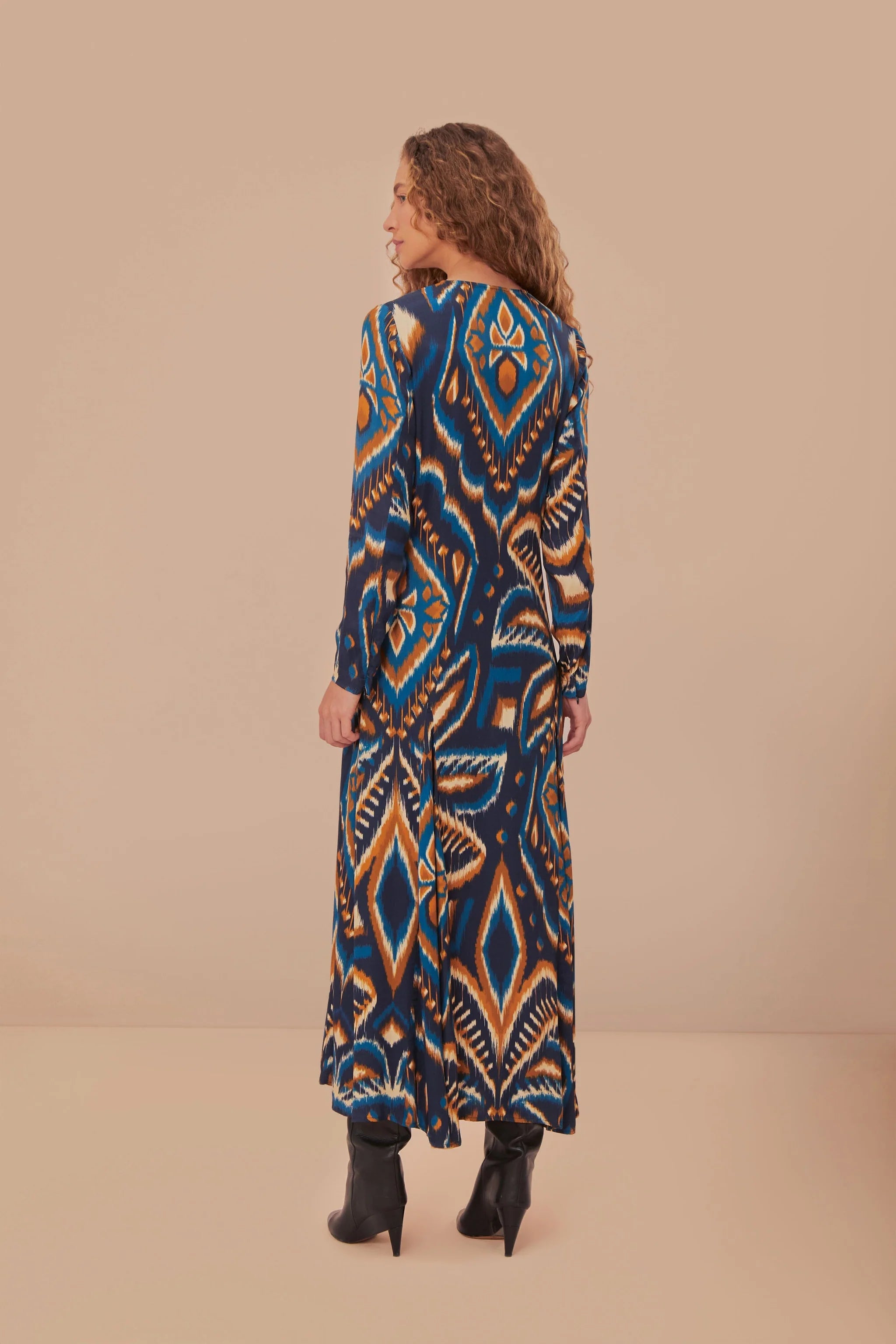 Pineapple Ikat Blue Maxi Dress