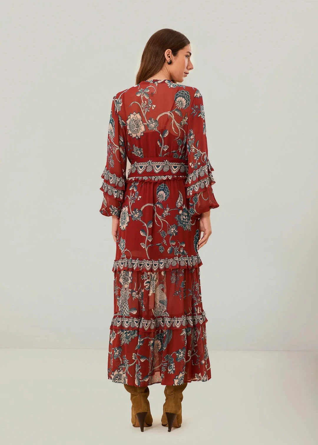 Tropical Landing Red Maxi Dress