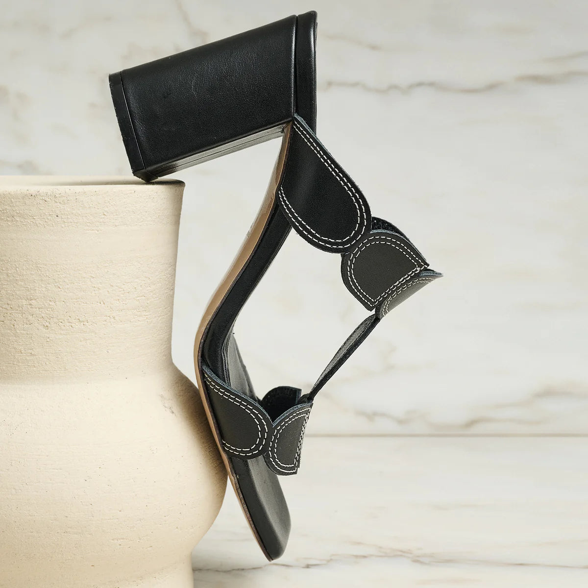 Herminia Black Heel Sandals