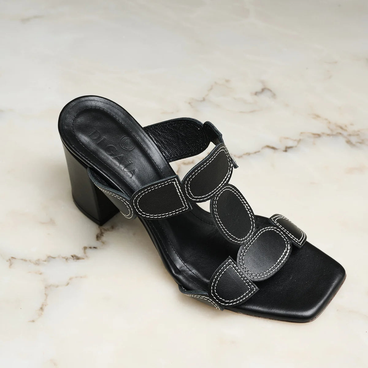 Herminia Black Heel Sandals