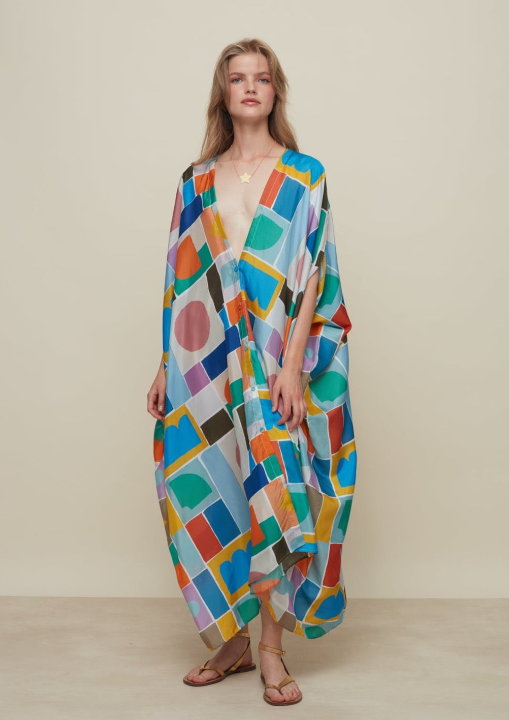 Galeria-Ilectra Game Silk Kaftan-Justbrazil