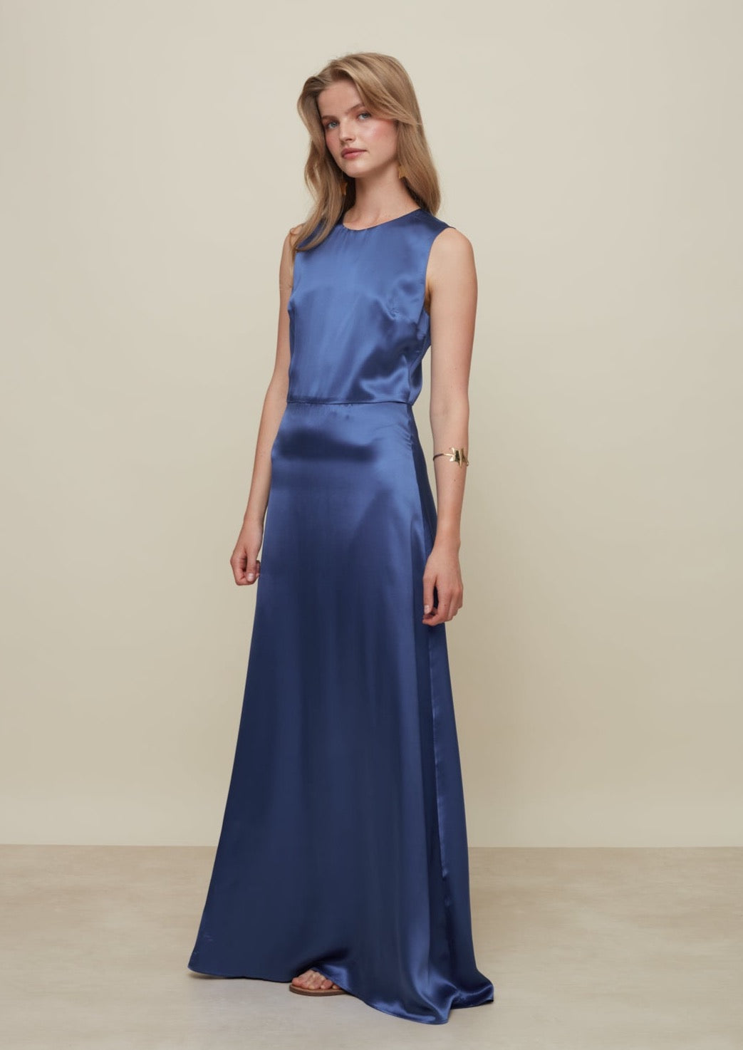 Galeria-Iris Blue Silk Dress-Justbrazil