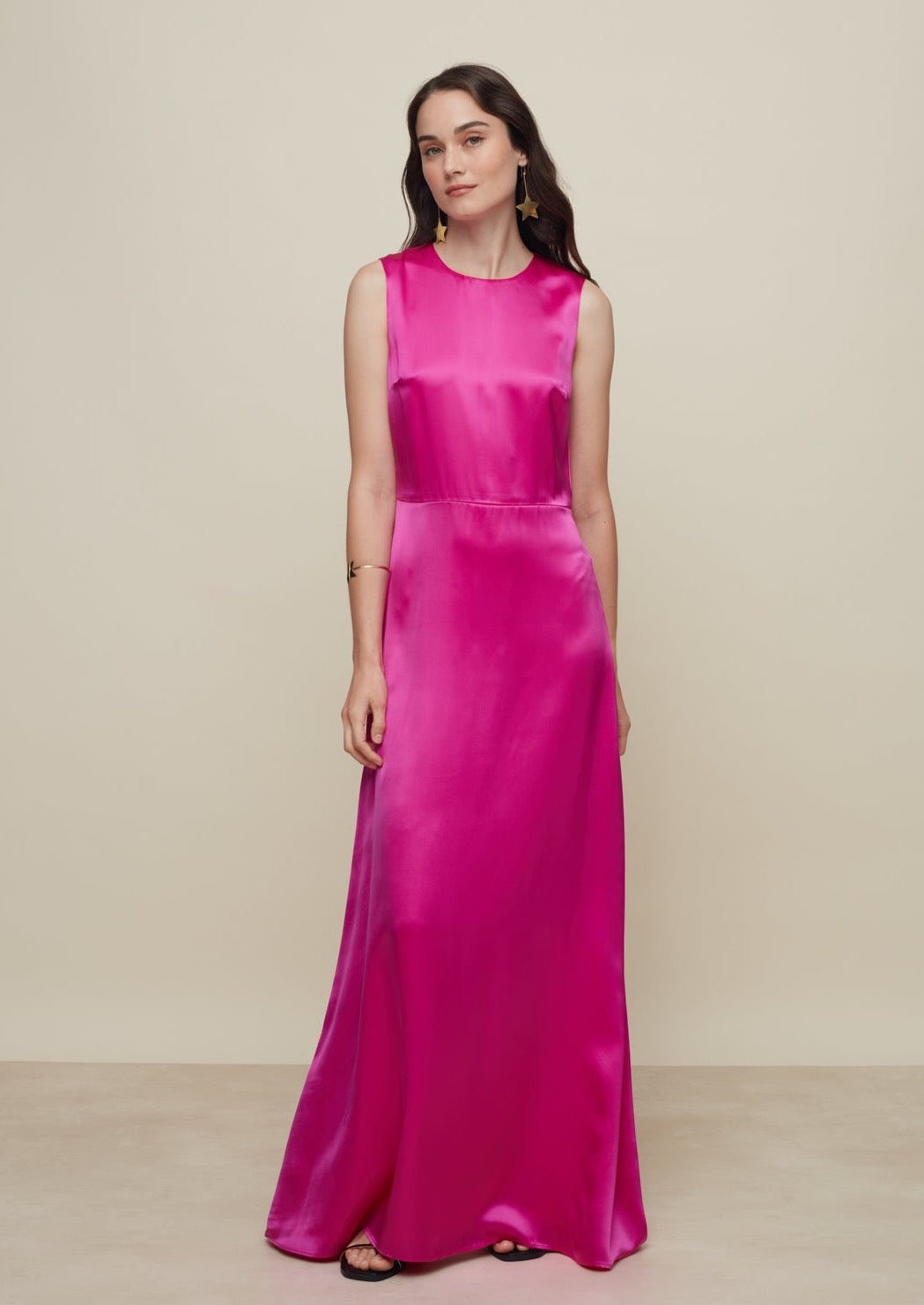 GALERIA-IRIS FUCSIA SILK DRESS-JUST BRAZIL