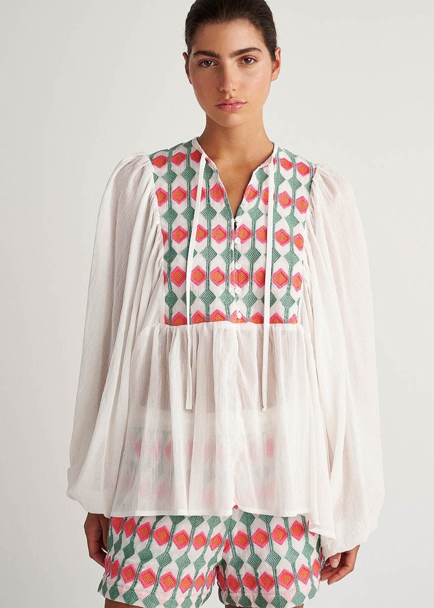 Pearl&Caviar-Aracati Embroidered Blouse-Justbrazil