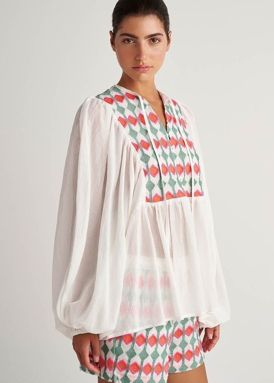 Pearl&Caviar-Aracati Embroidered Blouse-Justbrazil