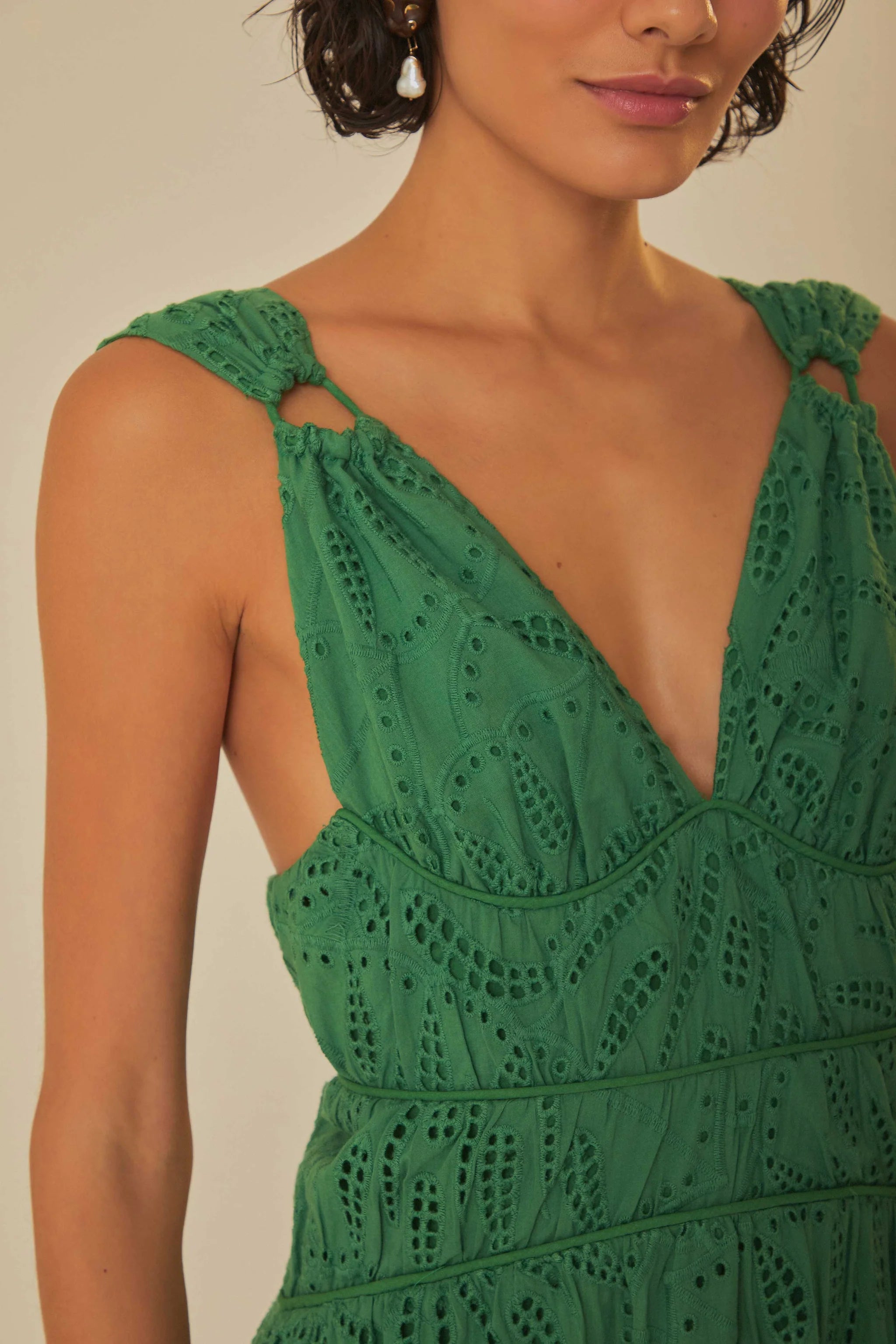 Green Monstera Corset Tiered Maxi Dress