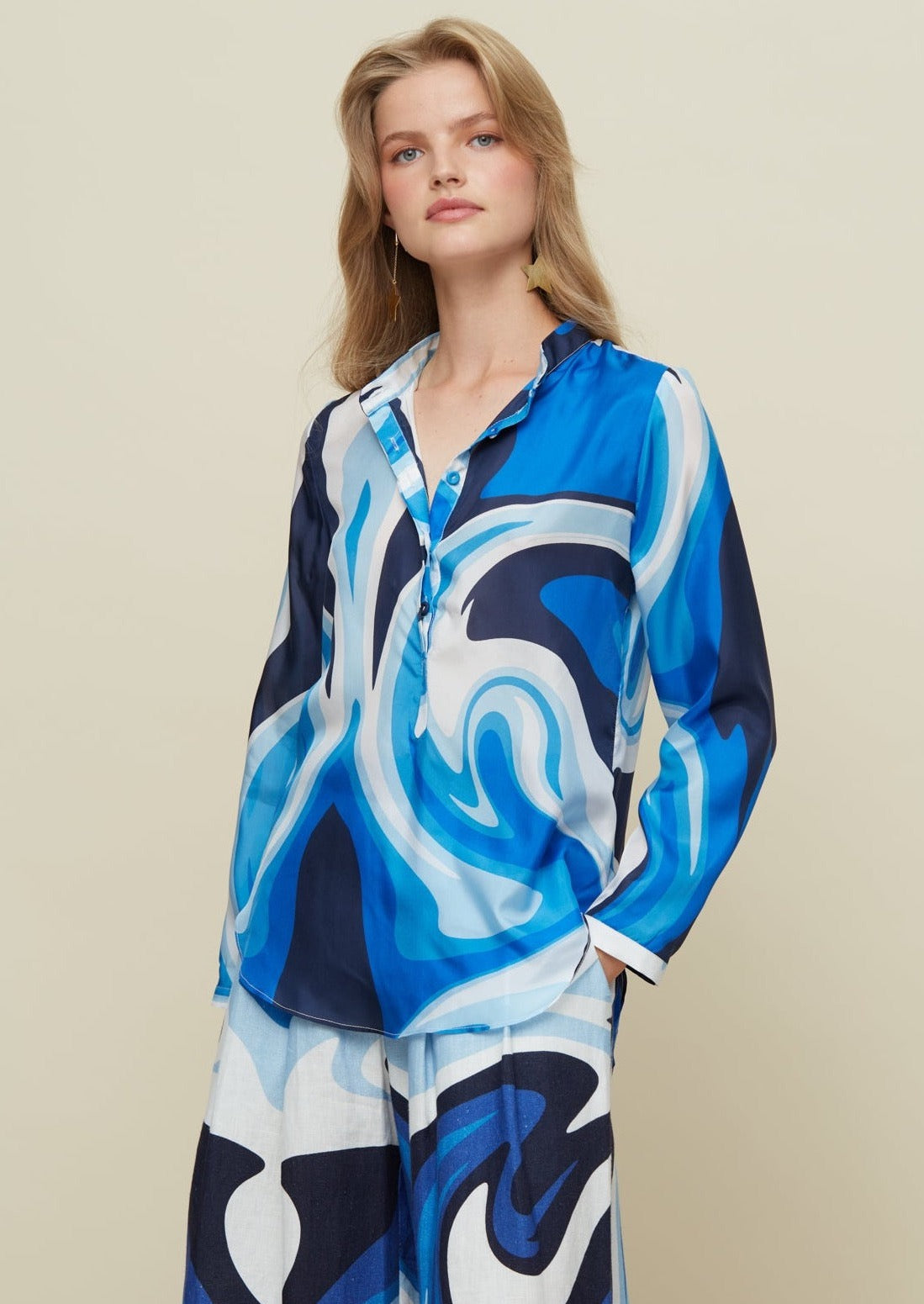 GALERIA-METIS LIQUID BLUE SILK SHIRT-JUST BRAZIL