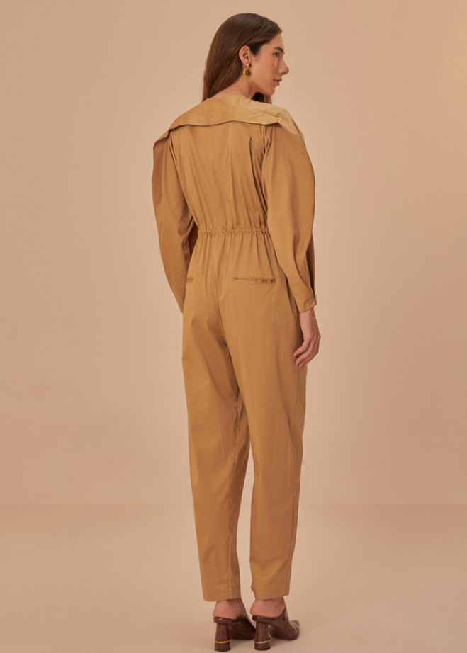 Brown Raglan Sleeve Jumpsuit