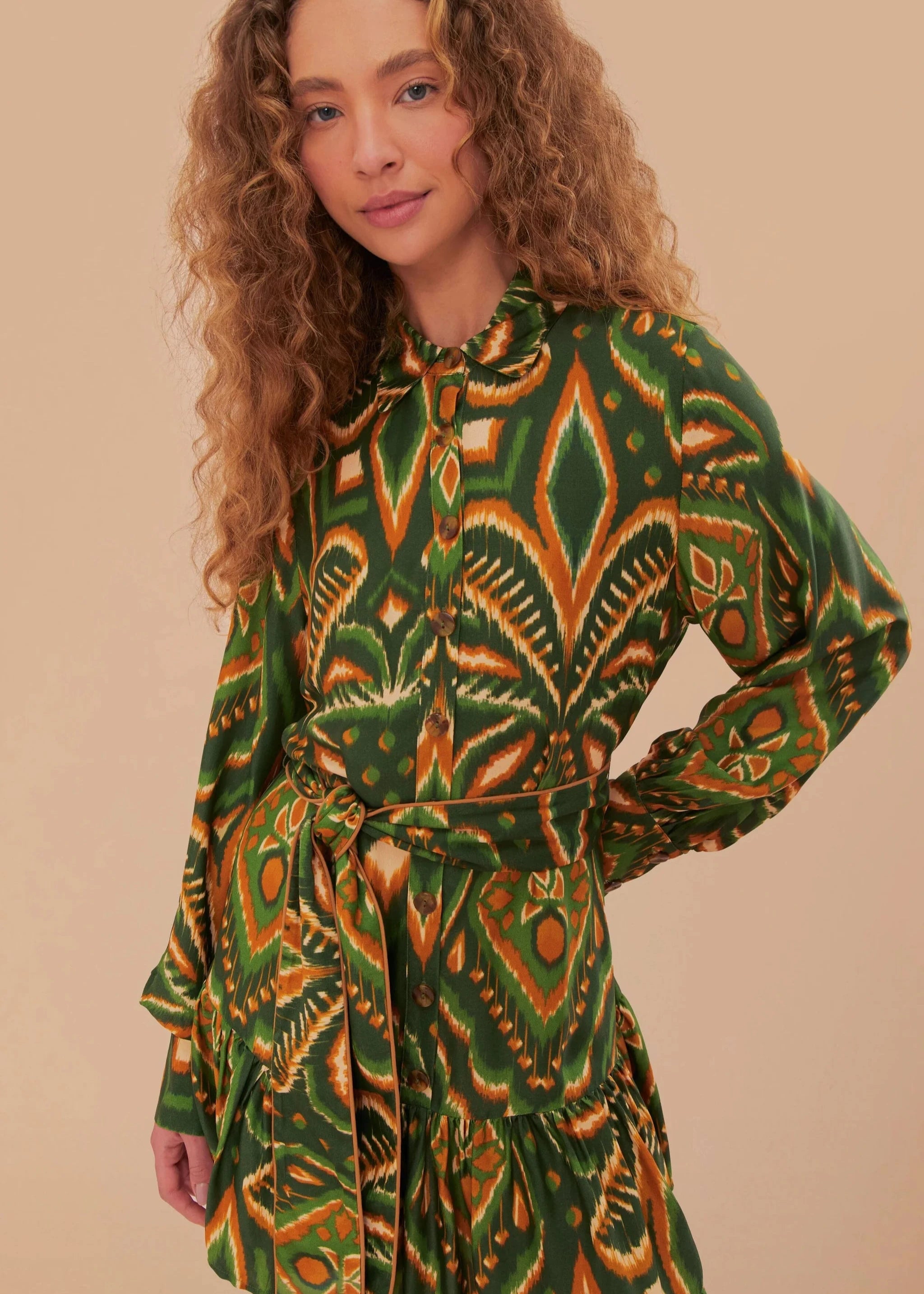 Pineapple Ikat Green Mini Dress