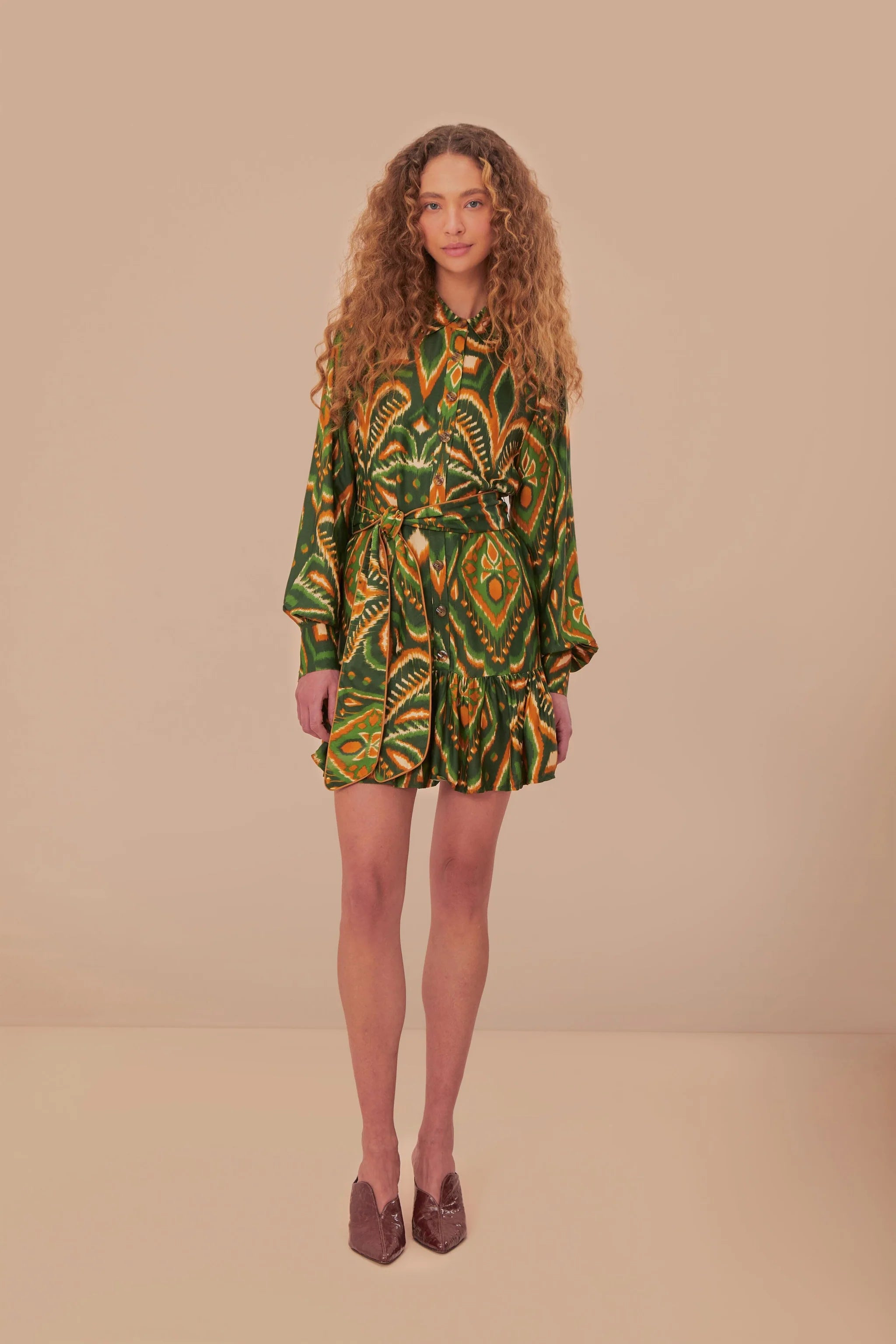 Pineapple Ikat Green Mini Dress