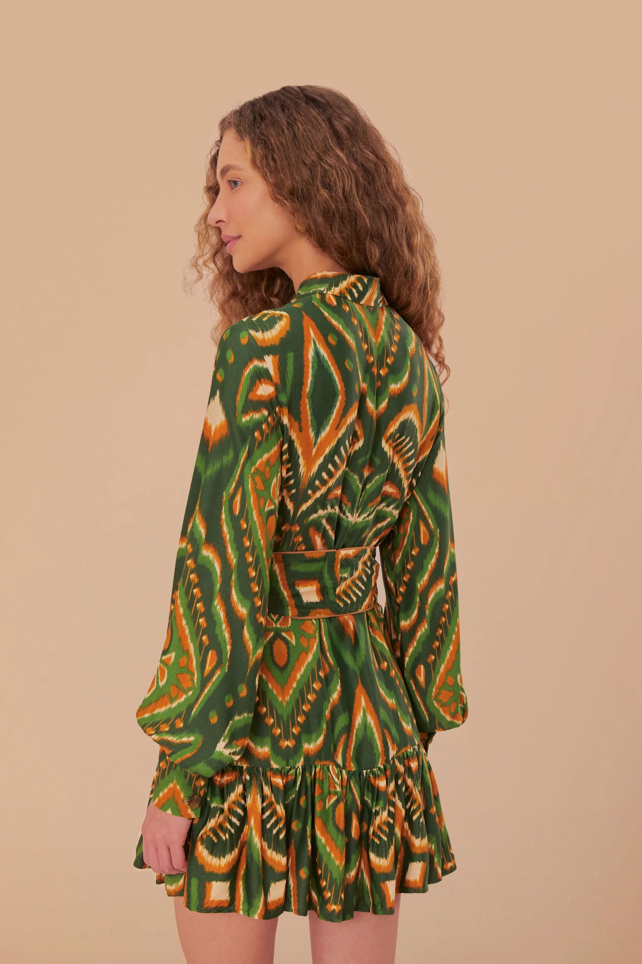 Pineapple Ikat Green Mini Dress