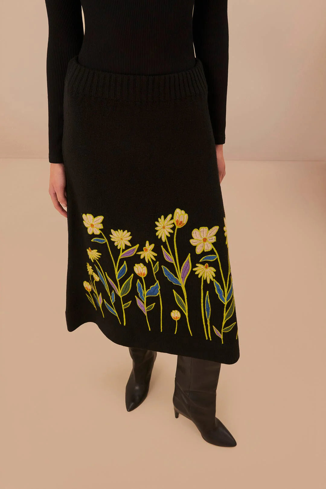 Farm Rio Flowers Knit Skirt