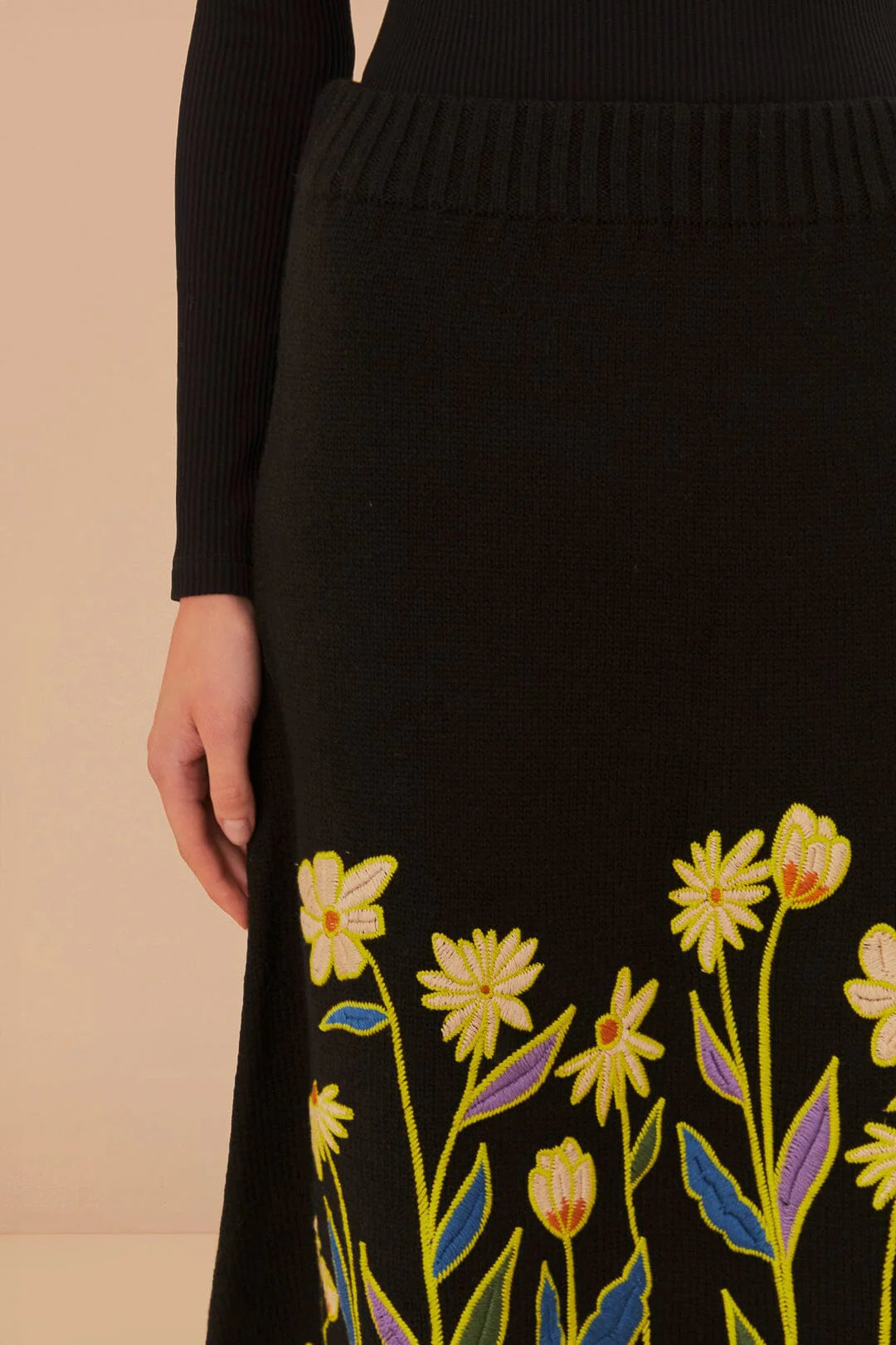 Farm Rio Flowers Knit Skirt