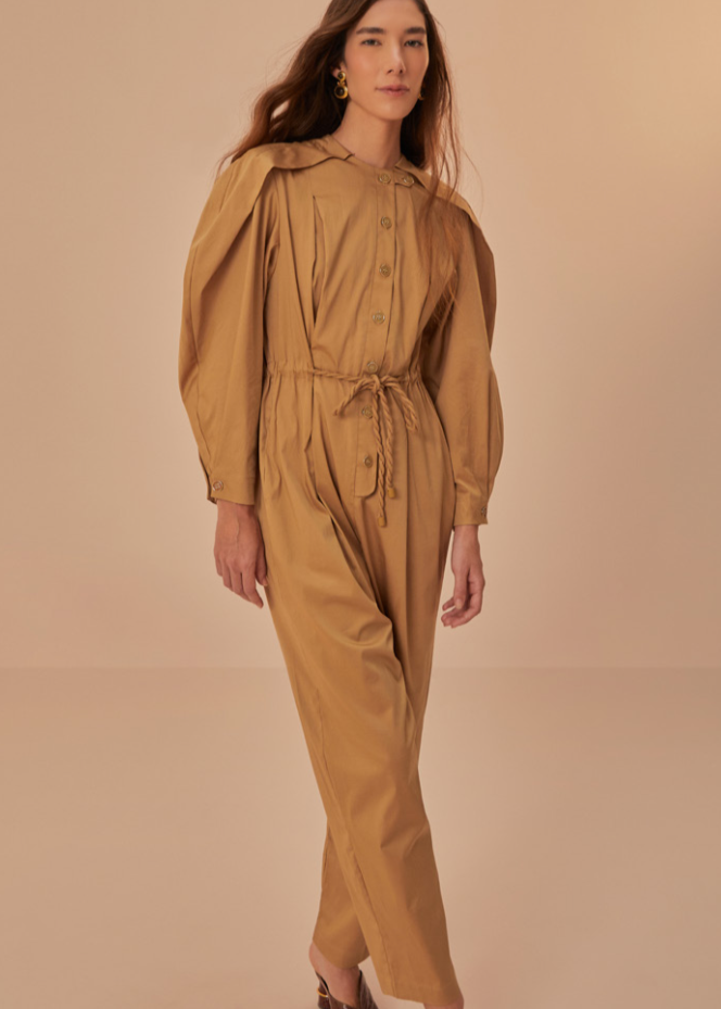 Brown Raglan Sleeve Jumpsuit