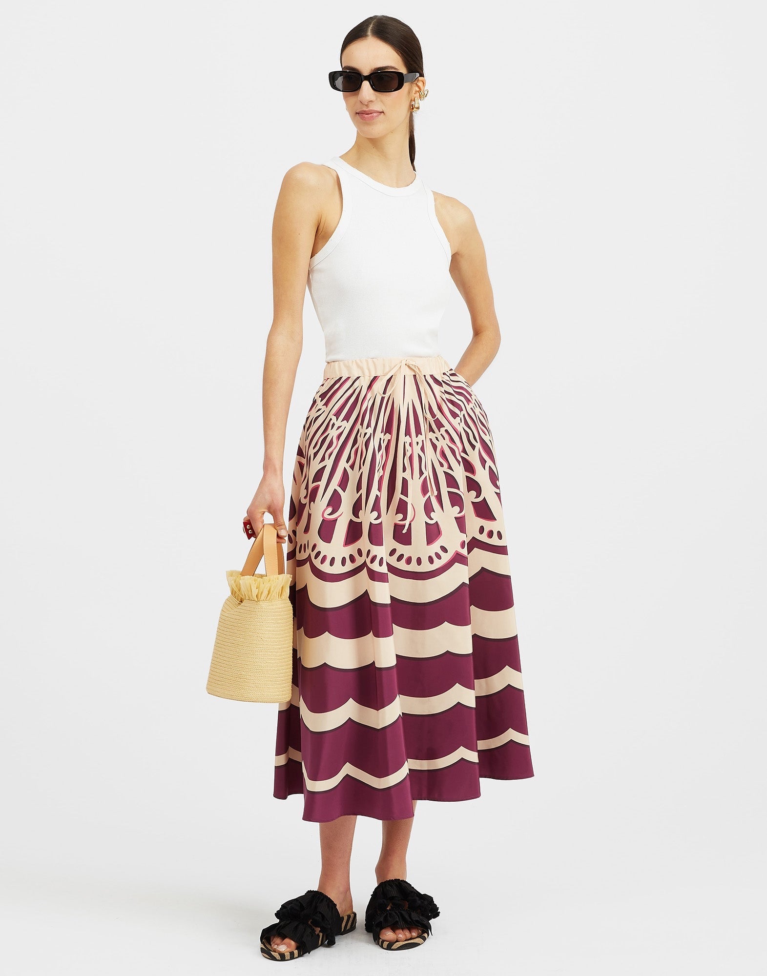 LA DOUBLE J SS24-DRAWSTRING SKIRT FANS PLACEE-JUSTBRAZIL