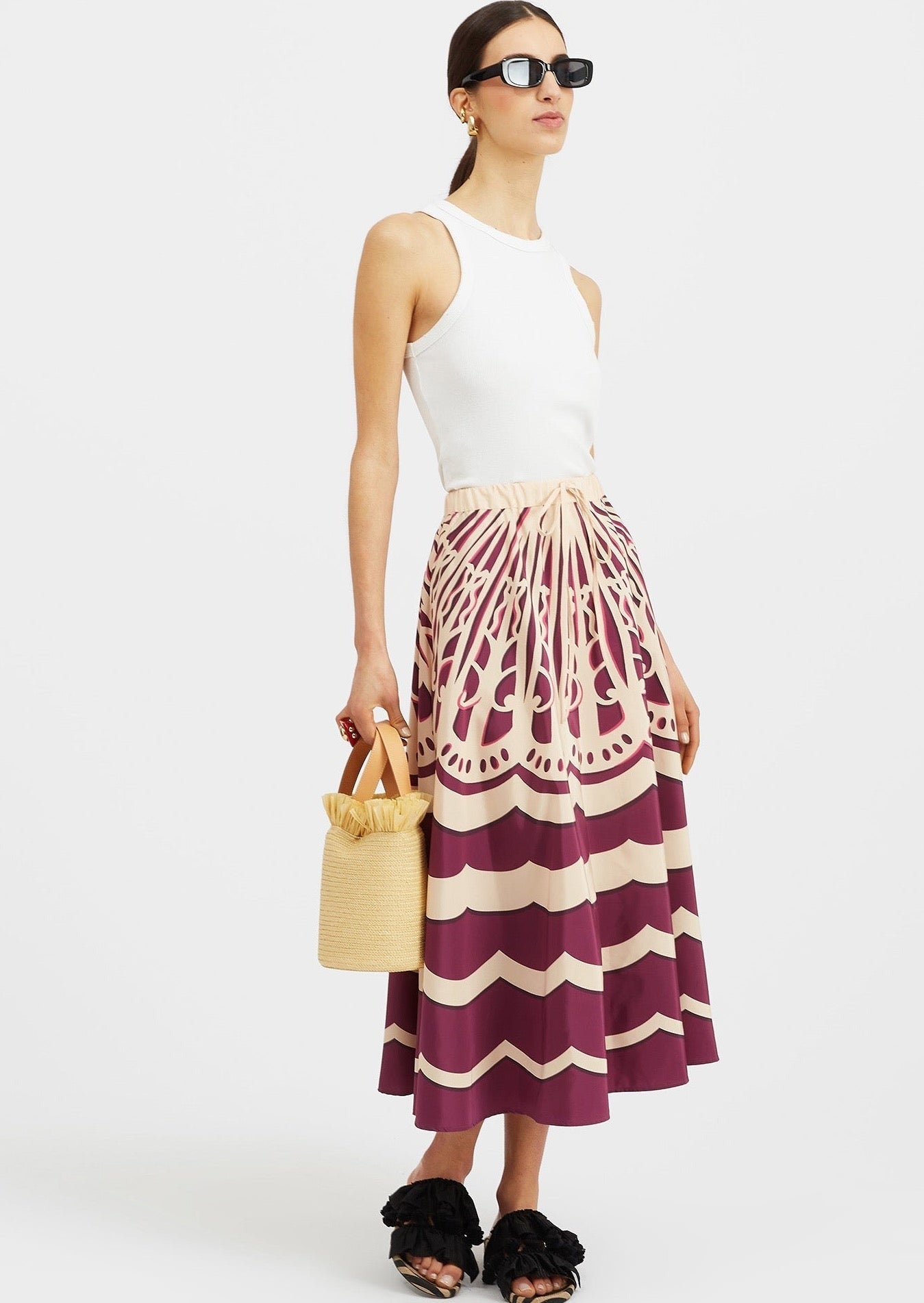 LA DOUBLE J SS24-DRAWSTRING SKIRT FANS PLACEE-JUSTBRAZIL