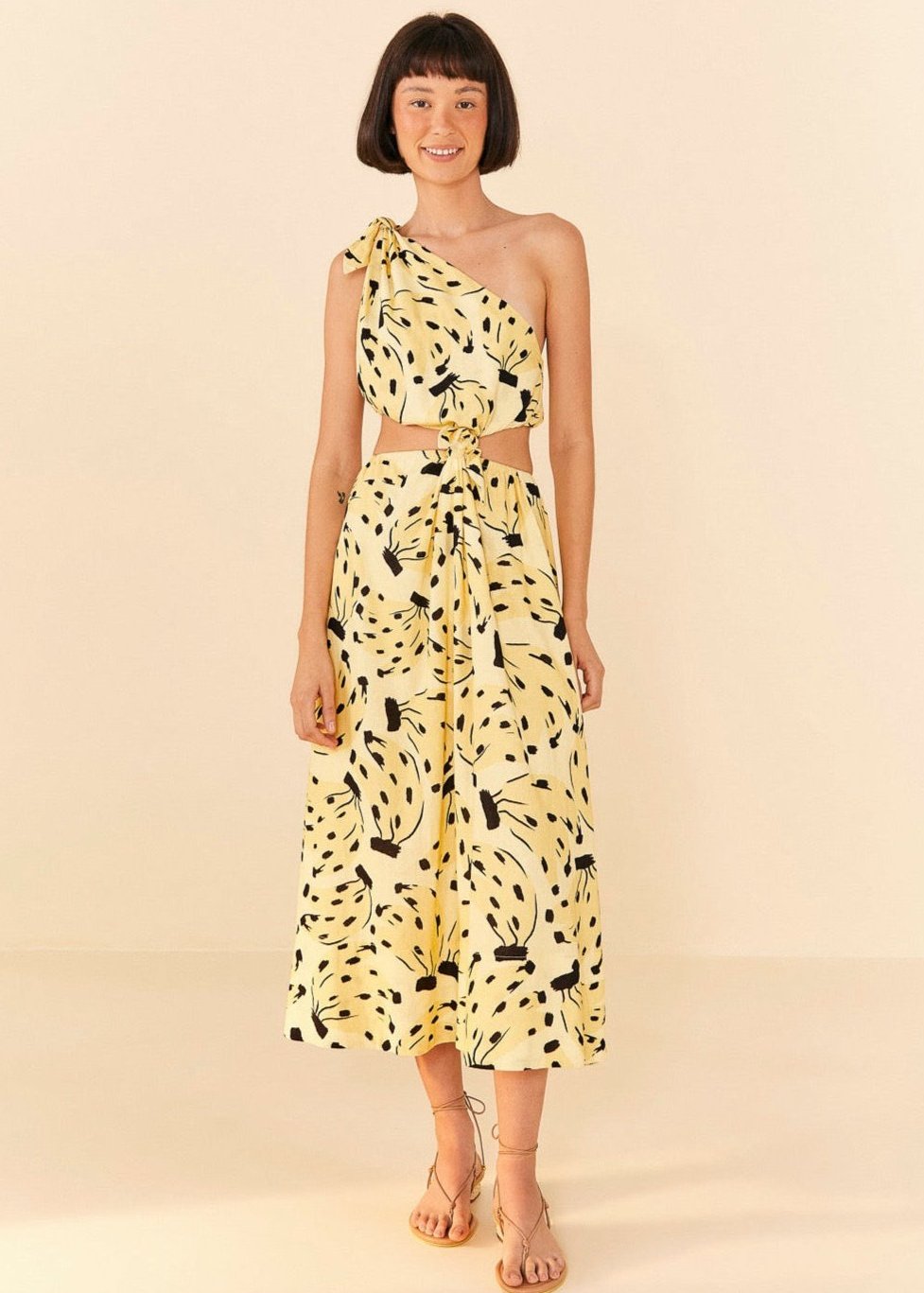 Farm Rio-Bossa Banana Yellow Midi Dress-Justbrazil