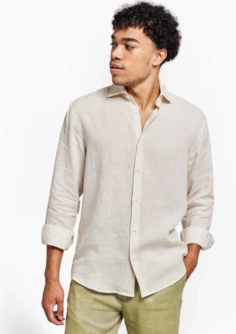 Frescobol-Antonio Linen Shirt Straw-Justbrazil