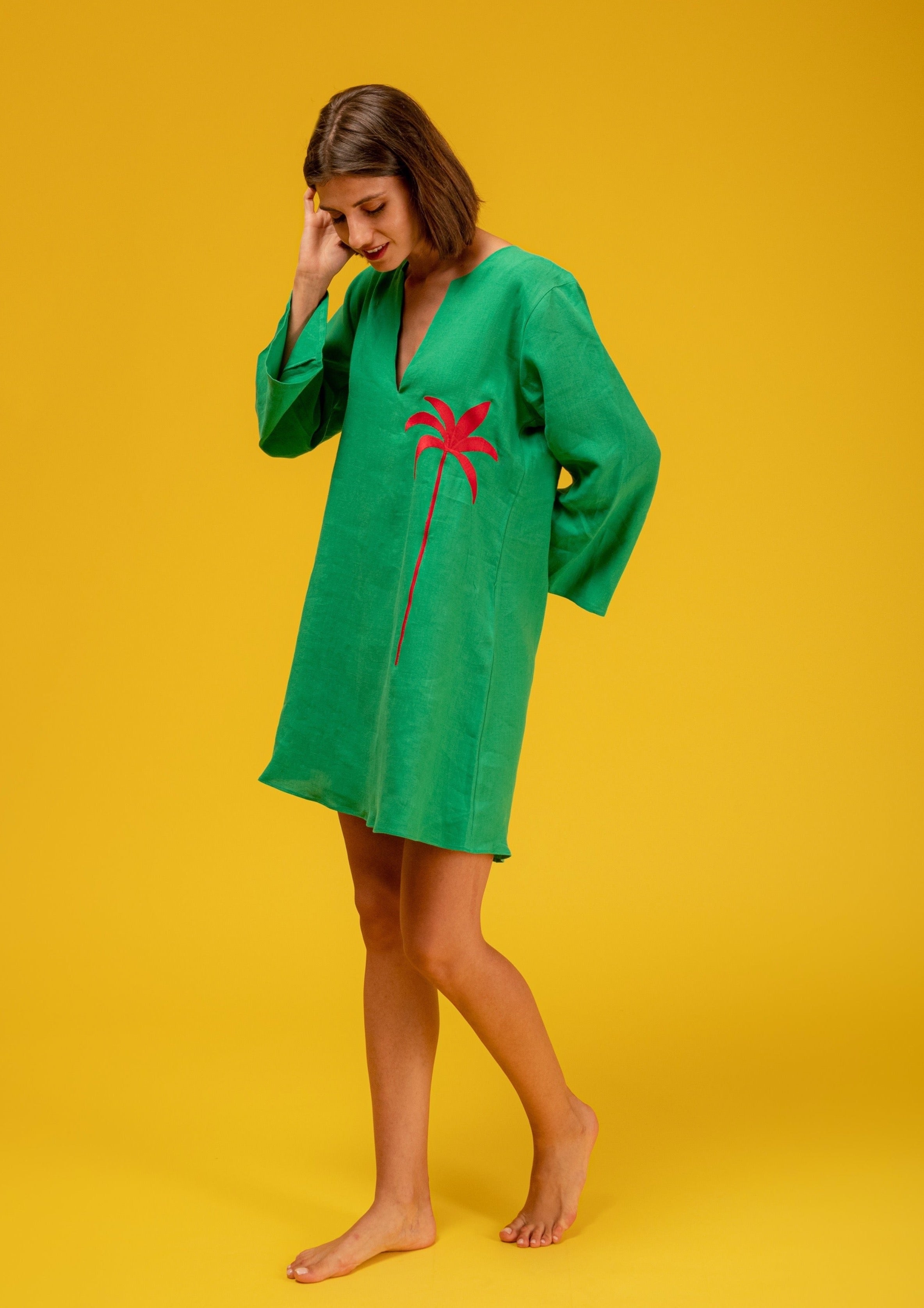 Galeria-Japa Green Palm Tunic-Justbrazil