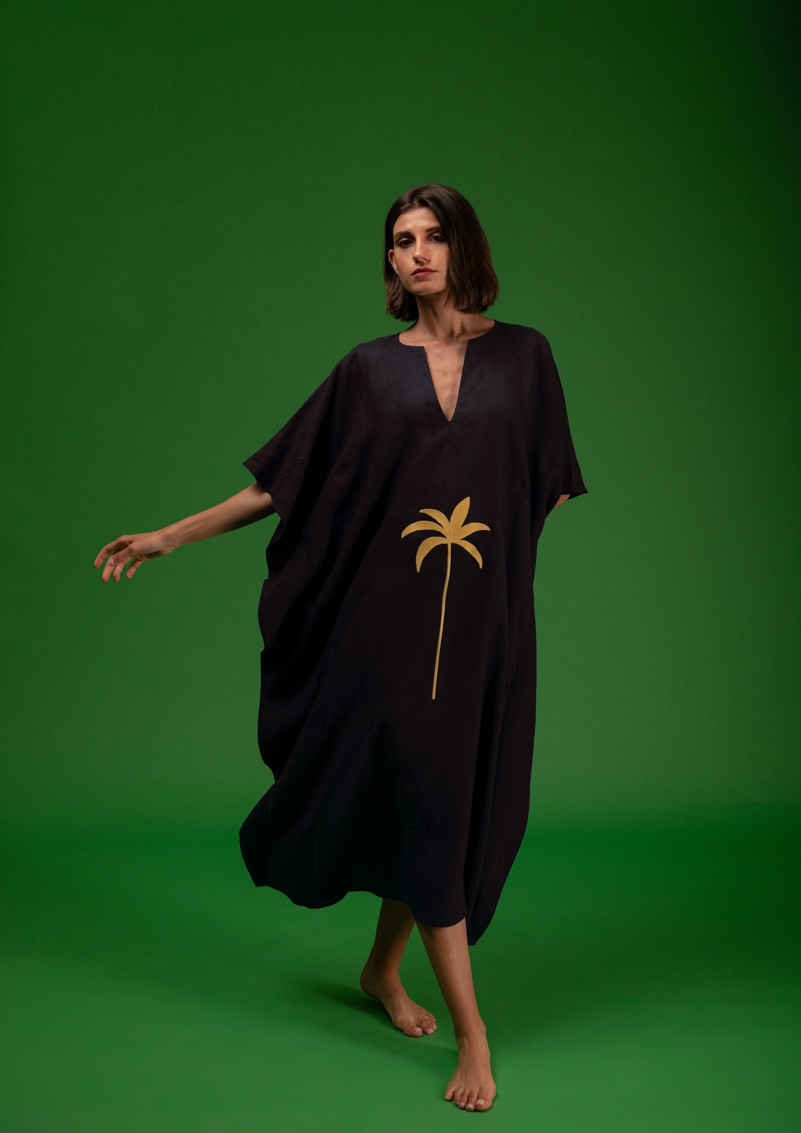 Galeria-Santos Gold Palm Kaftan-Justbrazil