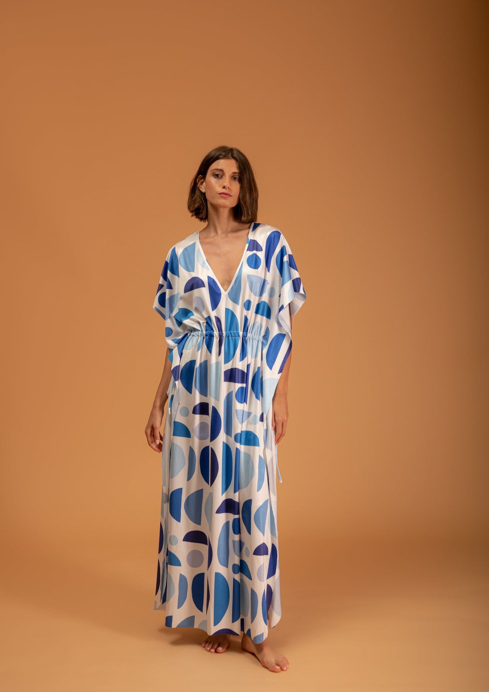 Galeria-Terpsi Geo Blue Kaftan-Justbrazil