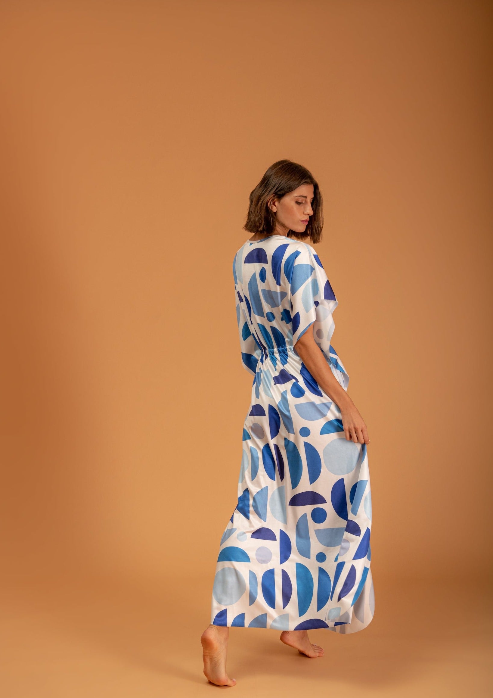 Galeria-Terpsi Geo Blue Kaftan-Justbrazil