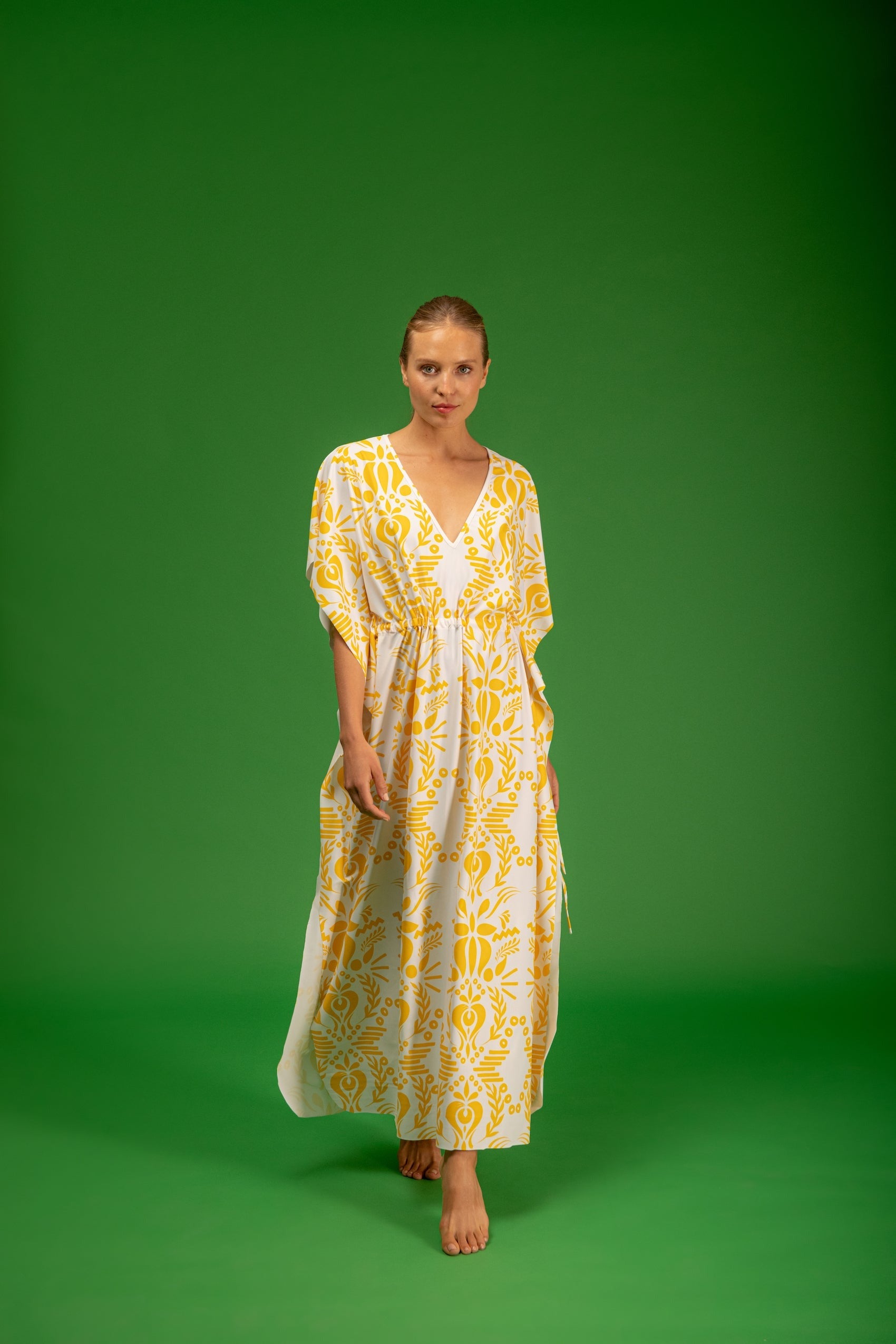 Galeria-Terpsi Yellow Flower Kaftan-Justbrazil