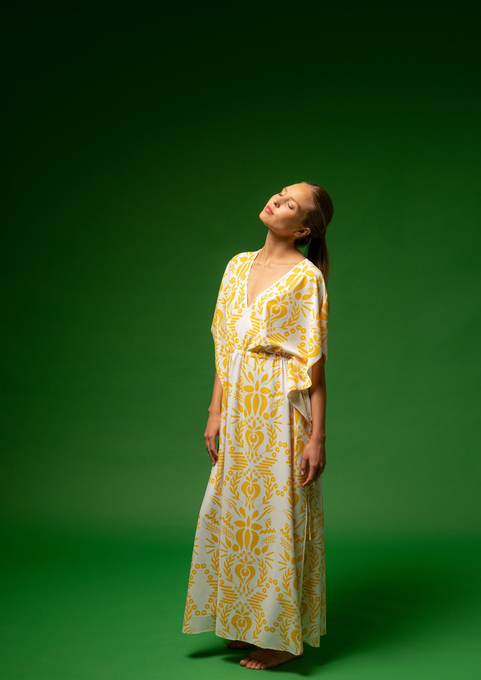 Galeria-Terpsi Yellow Flower Kaftan-Justbrazil