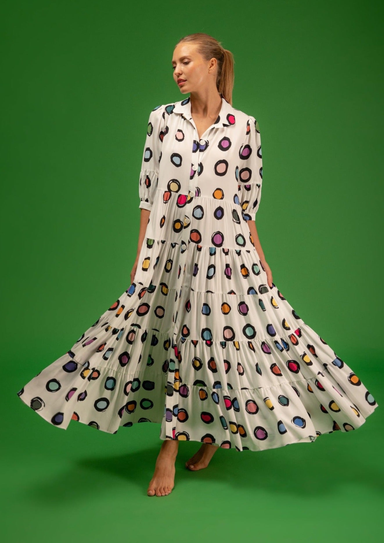 Galeria-Una Colour Peas Dress-Justbrazil