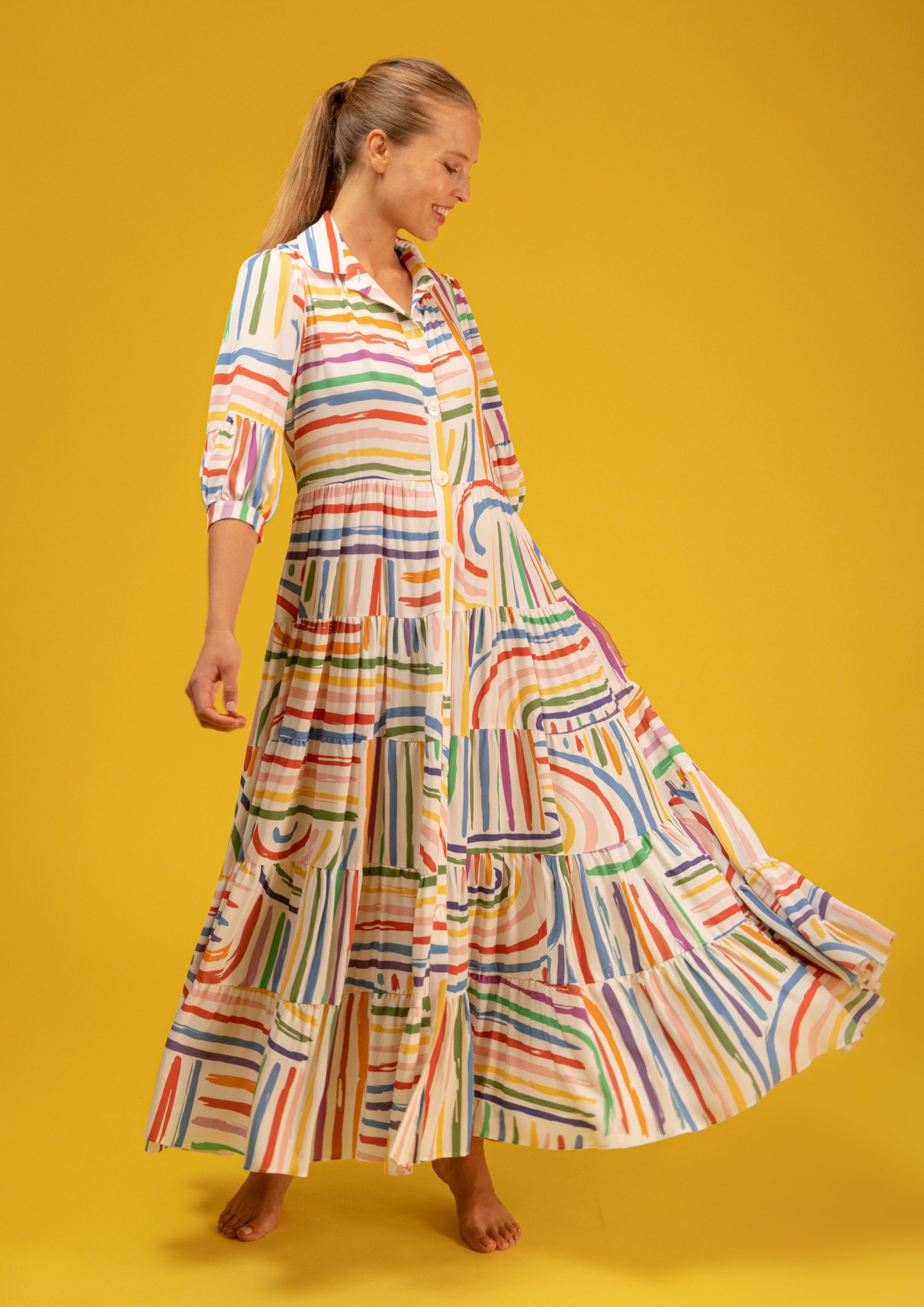 Galeria-Una Colour Stripes Dress-Justbrazil