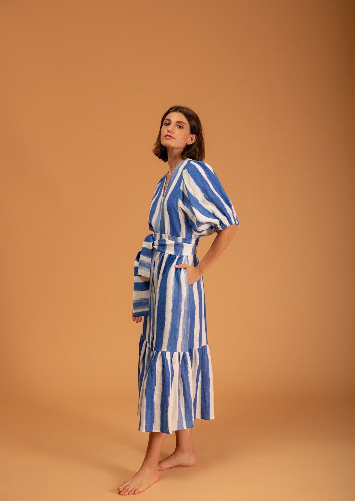 Galeria-Urca Blue Stripes Dress-Justbrazil