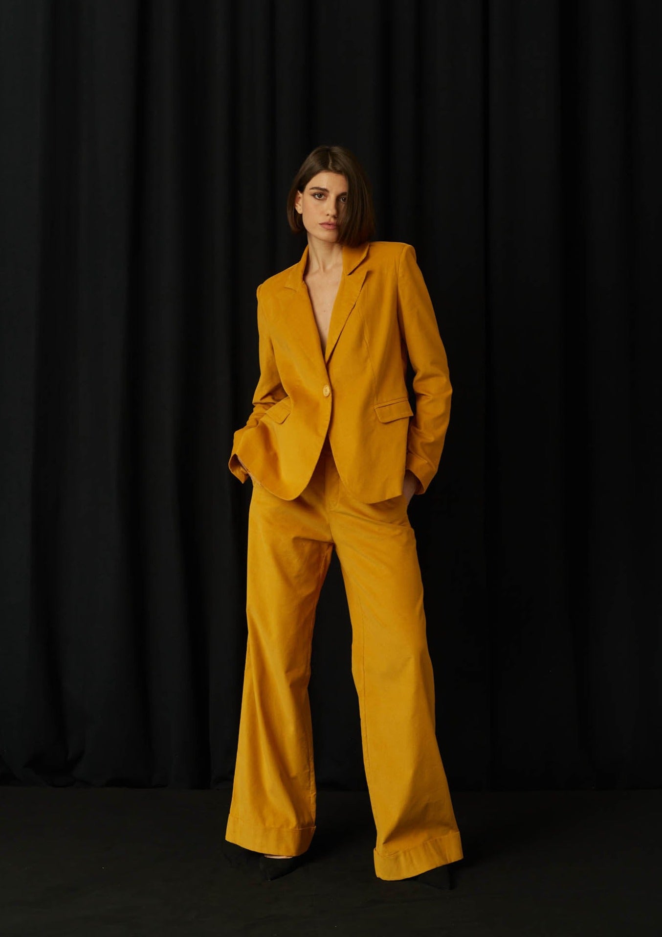 JustBrazil-Blazer-Rufino Corduroy Yellow Blazer-Just Brazil