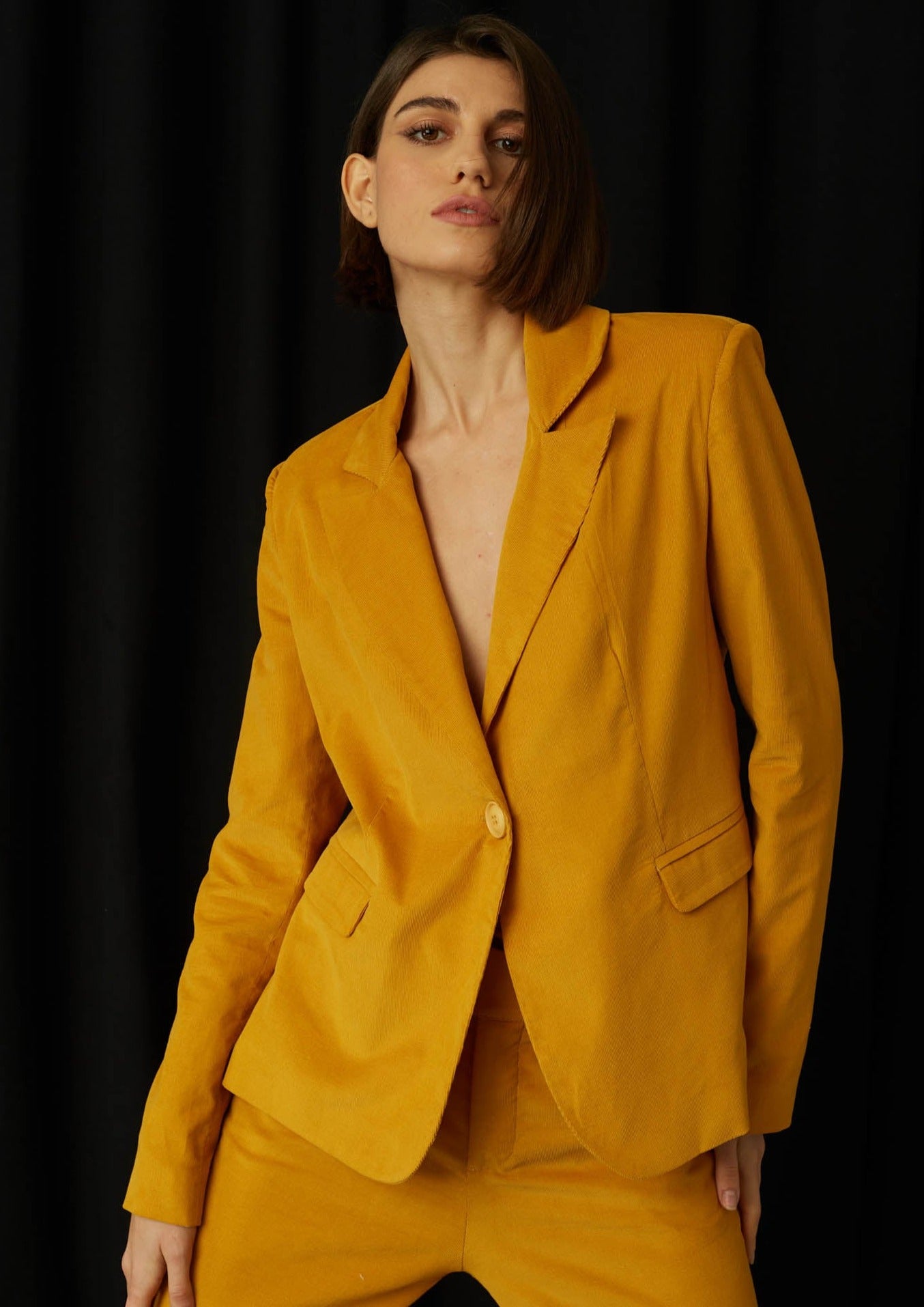 JustBrazil-Blazer-Rufino Corduroy Yellow Blazer-Just Brazil