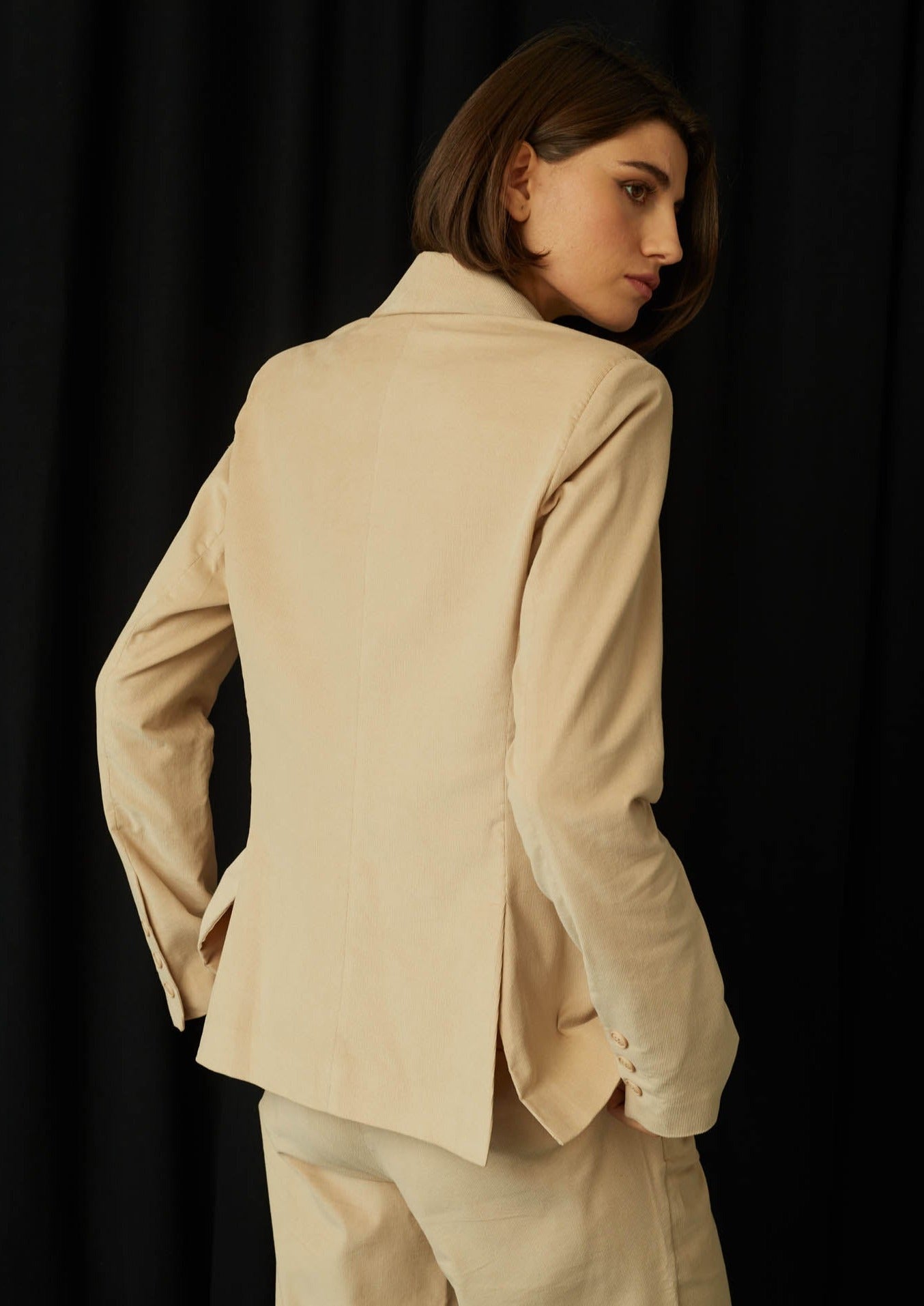 JustBrazil-Blazer-Rufino Corduroy Vanilla Blazer-Just Brazil