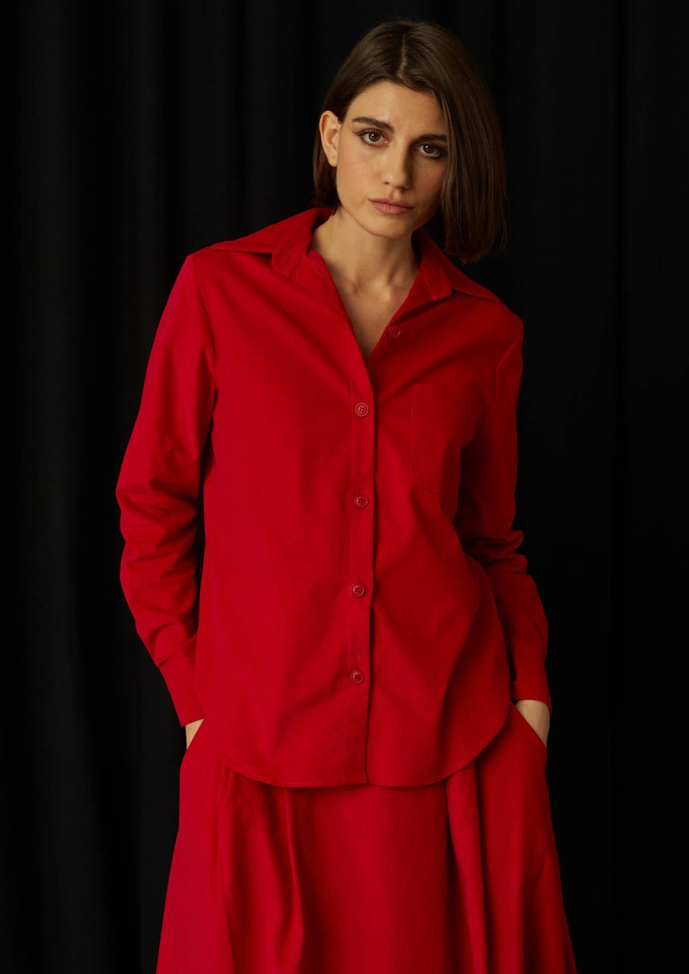 JustBrazil-Shirt-Rivera Corduroy Red Shirt-Just Brazil