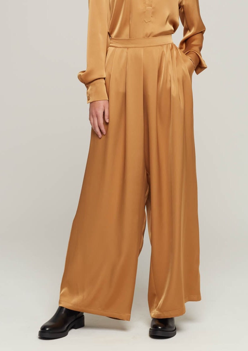 JUSTBRAZIL-TROUSERS-PEDRAS SATIN BRONZE TROUSERS-JUST BRAZIL