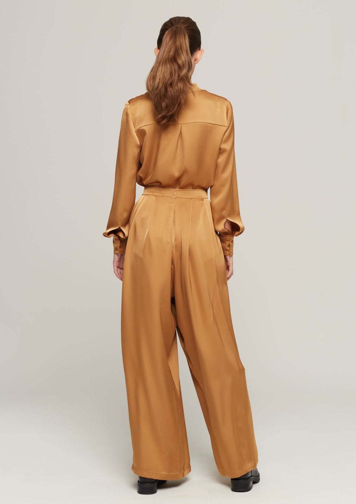 JUSTBRAZIL-TROUSERS-PEDRAS SATIN BRONZE TROUSERS-JUST BRAZIL