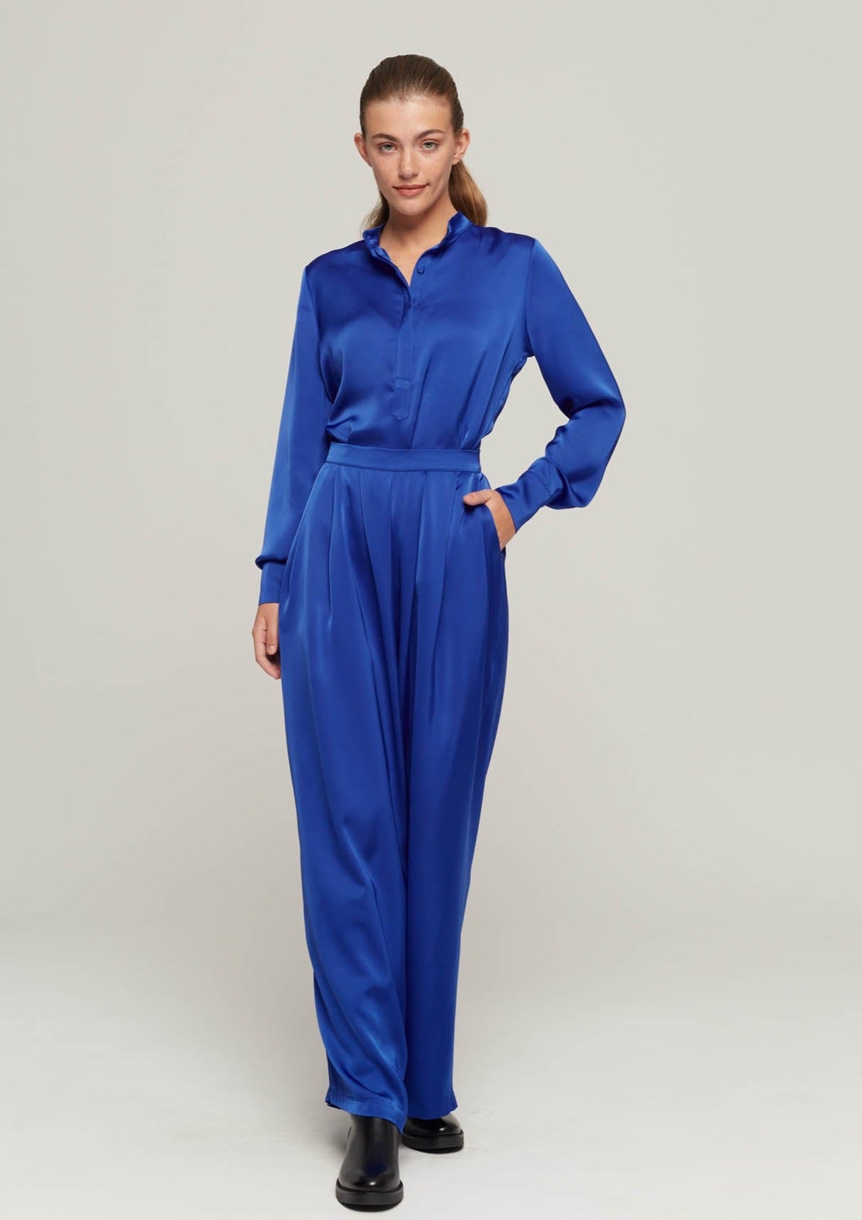 JUSTBRAZIL-TROUSERS-PEDRAS SATIN ROYAL BLUE TROUSERS-JUST BRAZIL