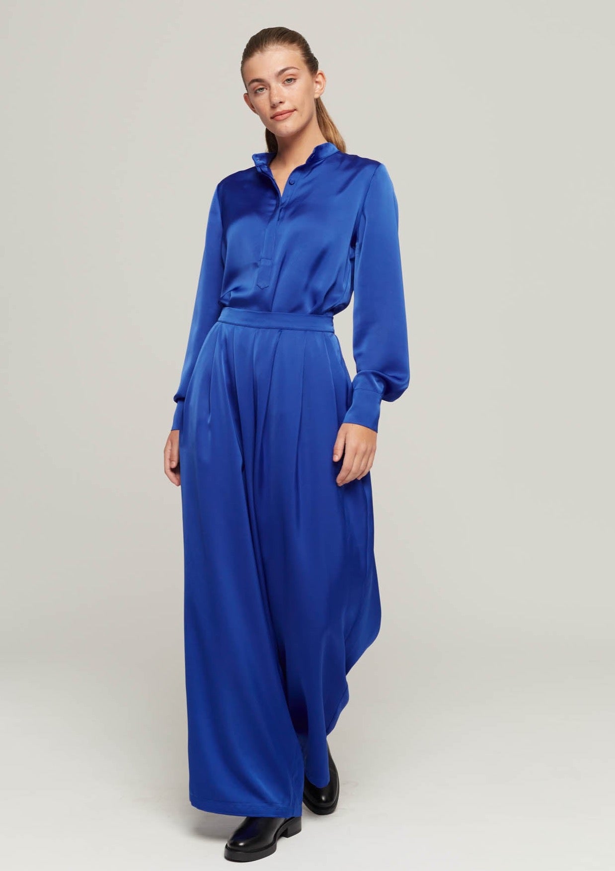 JUSTBRAZIL-TROUSERS-PEDRAS SATIN ROYAL BLUE TROUSERS-JUST BRAZIL