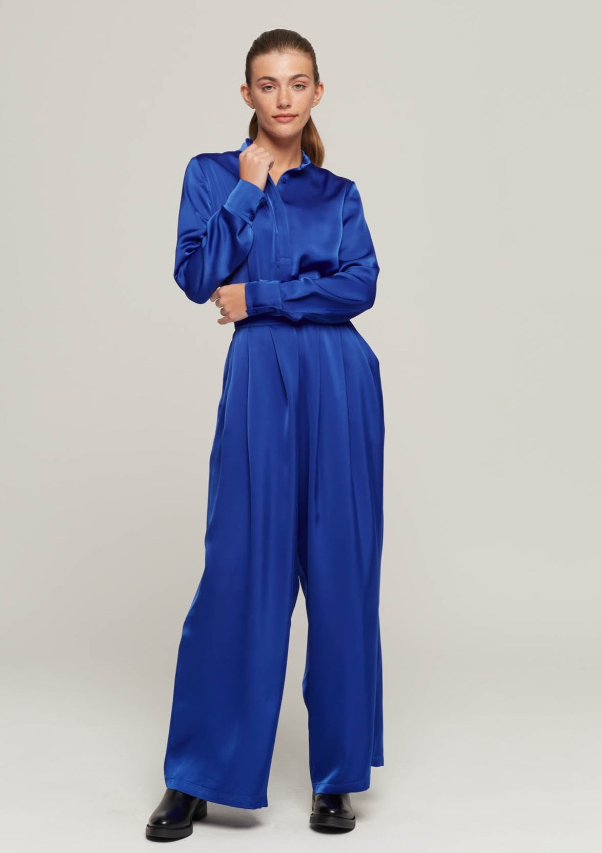 JUSTBRAZIL-TROUSERS-PEDRAS SATIN ROYAL BLUE TROUSERS-JUST BRAZIL