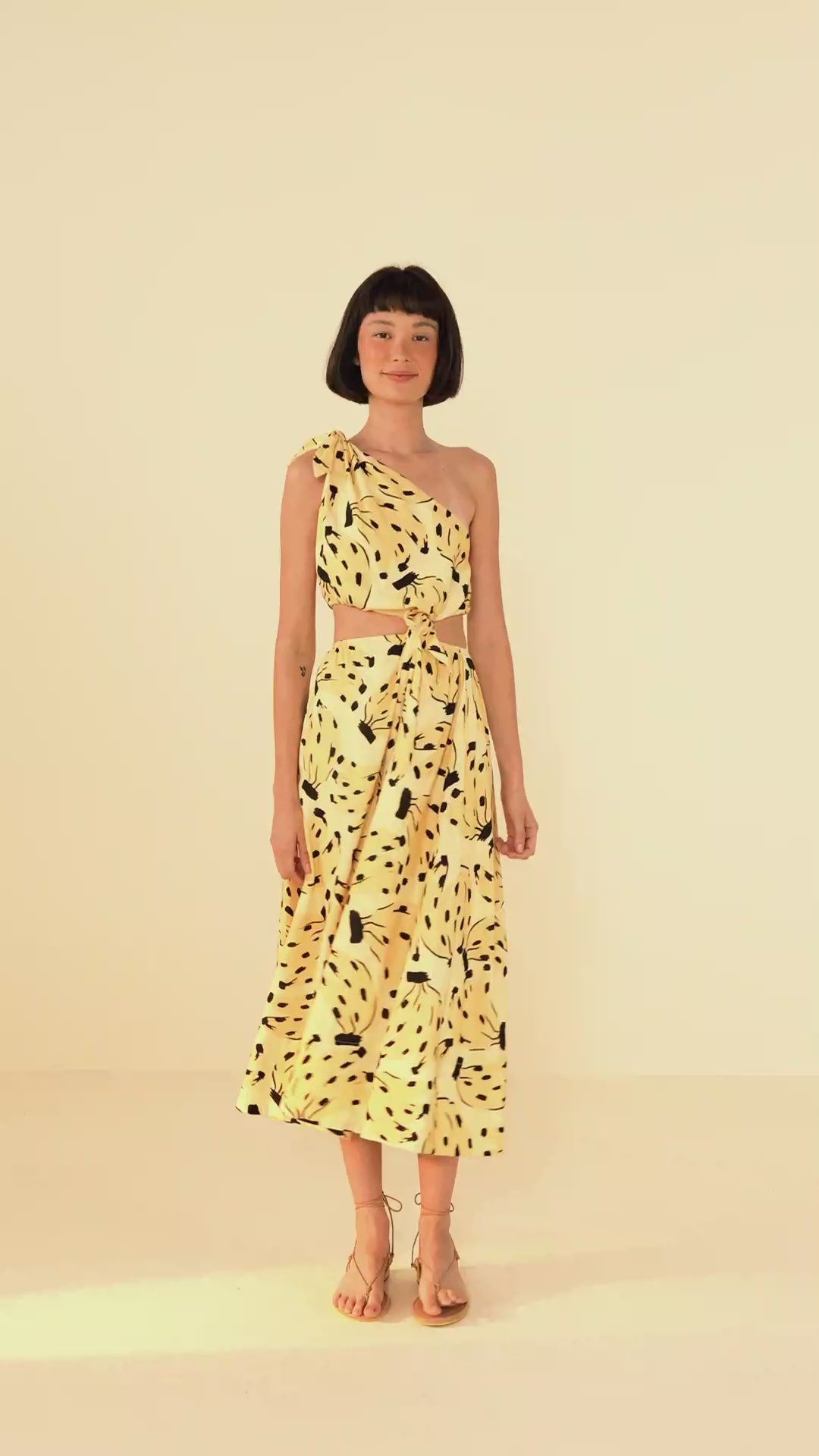 Farm Rio-Bossa Banana Yellow Midi Dress-Justbrazil